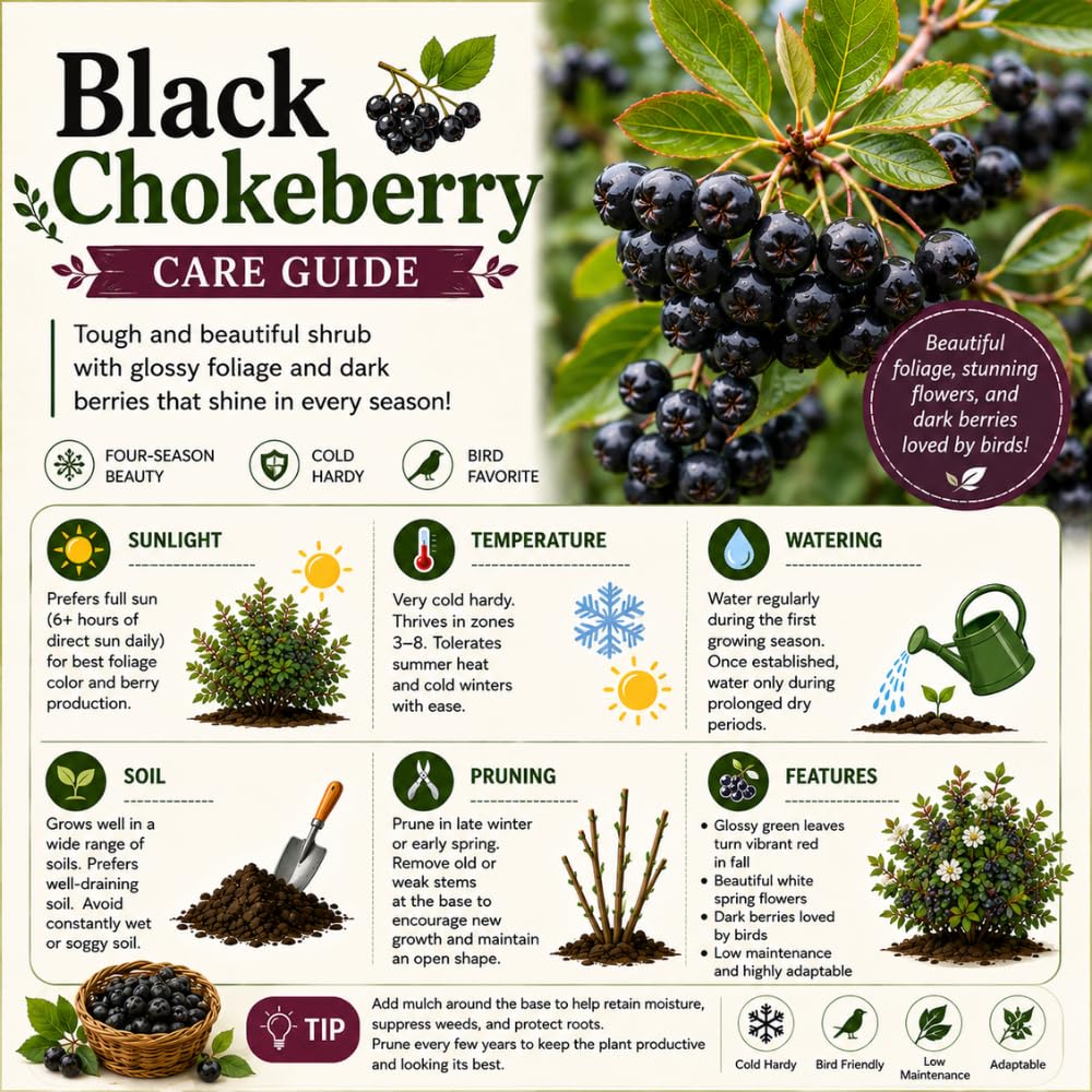 Black Chokeberry Plant Live, Sweet Chokeberry Fruit Plant, 4-6 Inch Tall
