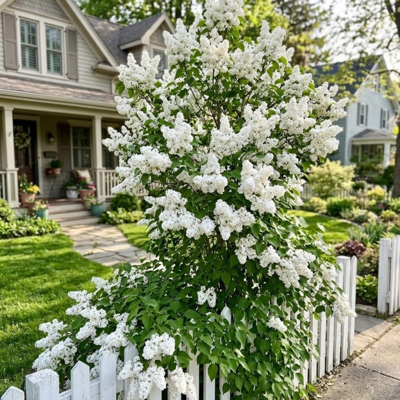 White Lilac Live Plant, Syringa Flowering Shrub, 14"+ Tall