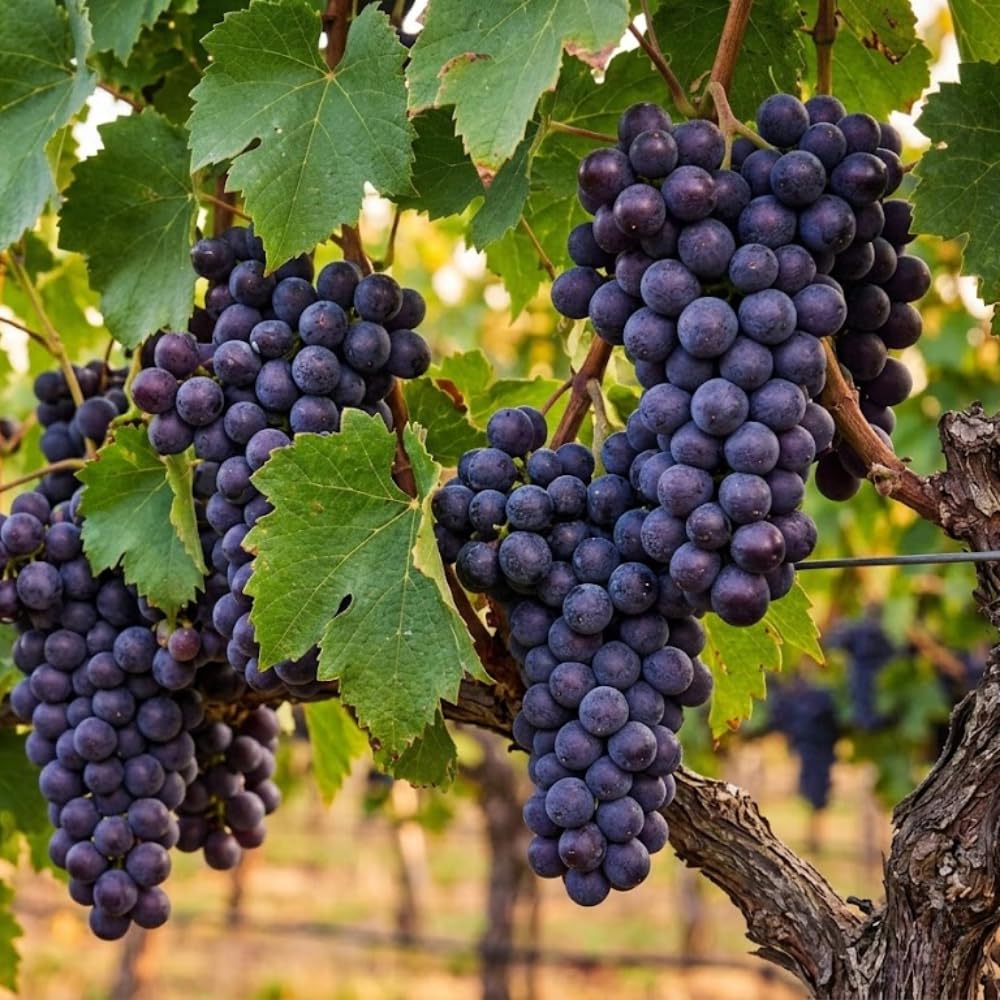 Muscadine Grapes Plant in 1 Gal Pot, Large Purple Muscadine Grape Vine, 20-24 Inc Tall, Hardy Fruit Grape Climbing Vine for Backyard Trellis, Fence, Well-Rooted, No Ship to CA