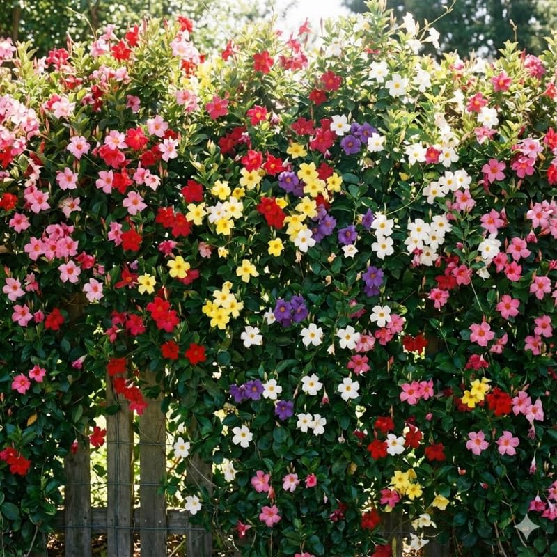 2 Random Bloom Mandevilla Live Plants Vine, Mandevilla Trees Seedlings, Winter Hardy, Spring Flowering Shrubs for Outdoor Planting, Starter Size 4-7" in Tall