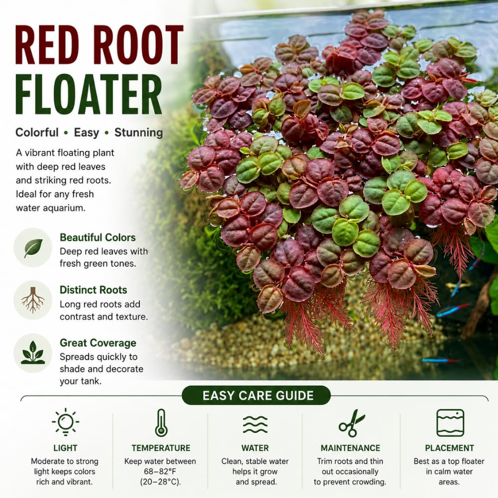 Set of 30+ Red Root Floater Live Plants, Floating Aquarium Plant