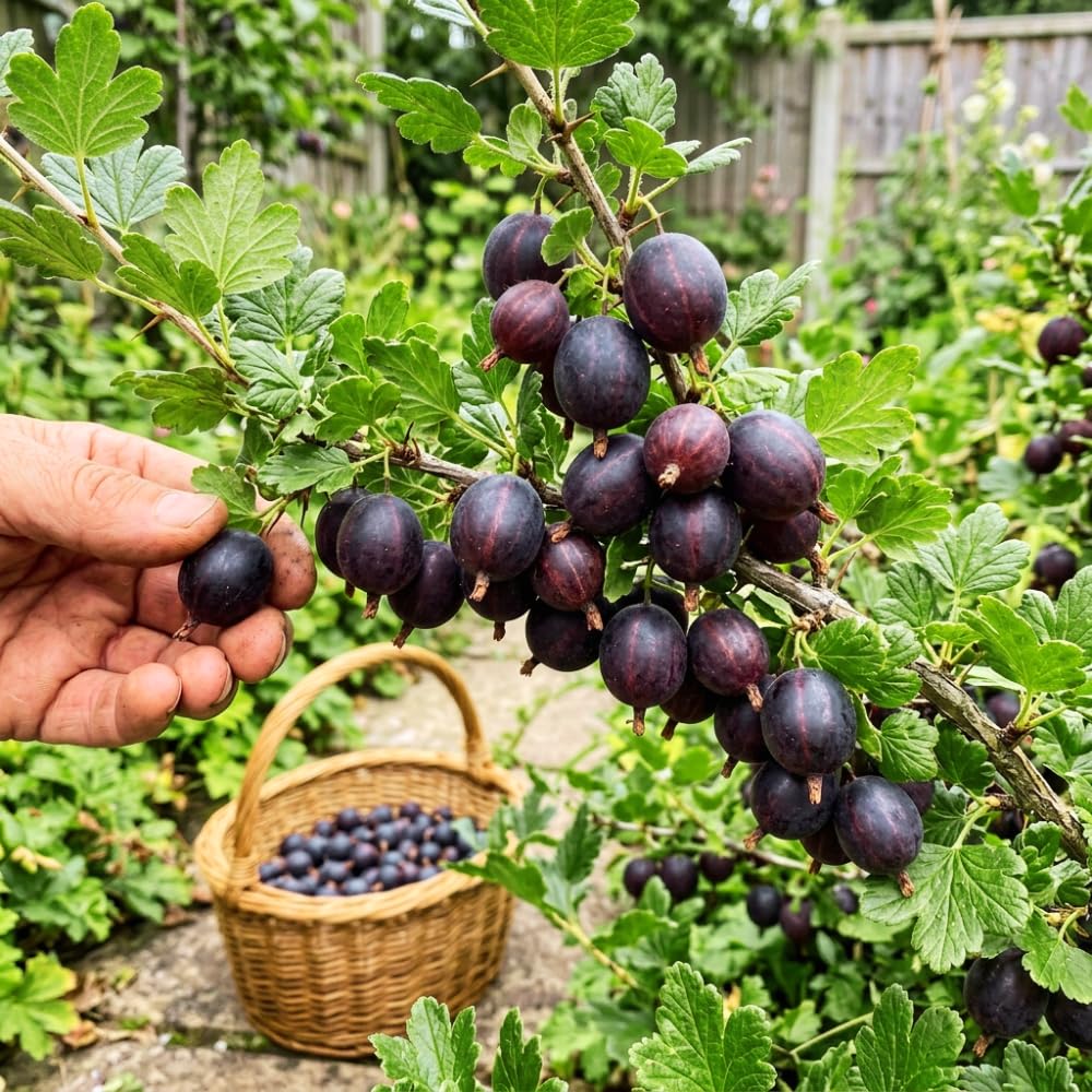 Black Velvet Gooseberry Plant Live, Gooseberry Bush, 4-6 Inch Tall