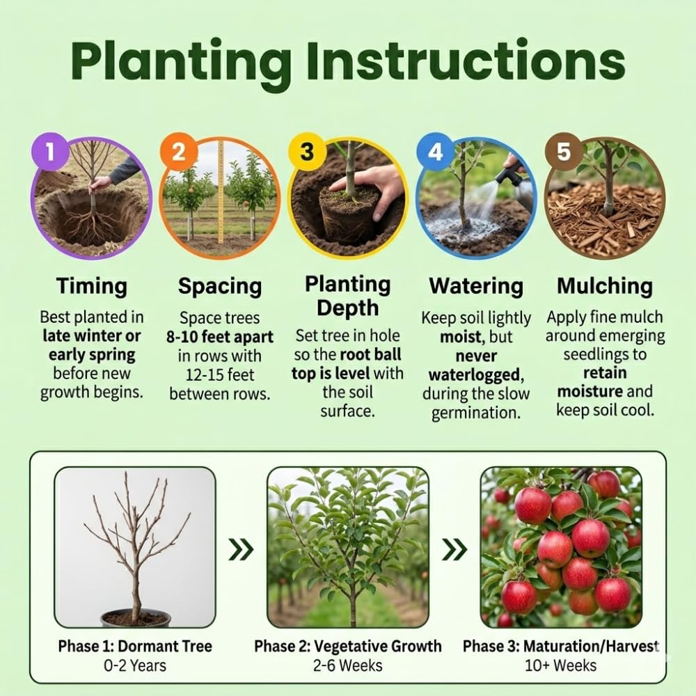 Red Apple Trees Live Plants, Apple Tree, Well Rooted, 1-2 Feet, 3 Gallon Pot, Sweet Fruit Tree for Edible Garden, No Ship to CA