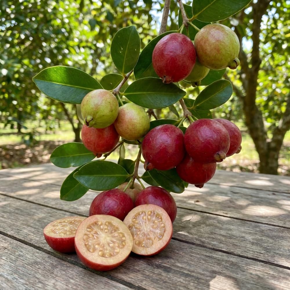 Strawberry Guava Tree Live Plant, Tropical Guava Fruit Tree for Planting, Sweet Fruit, 2-3' Tall in 3 Gallon Pot, No Ship to CA