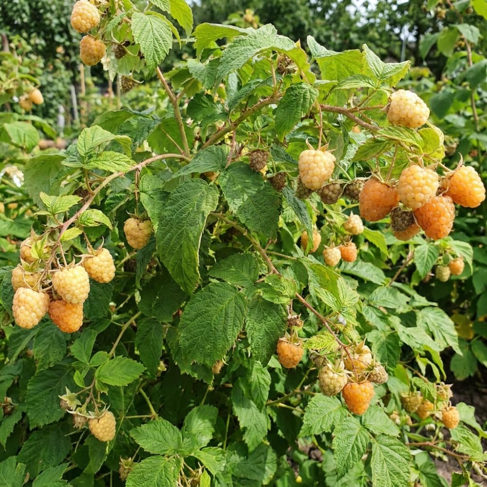 Gold Raspberry Live Plant, Berry Bush Plant, 5-8 Inch Tall