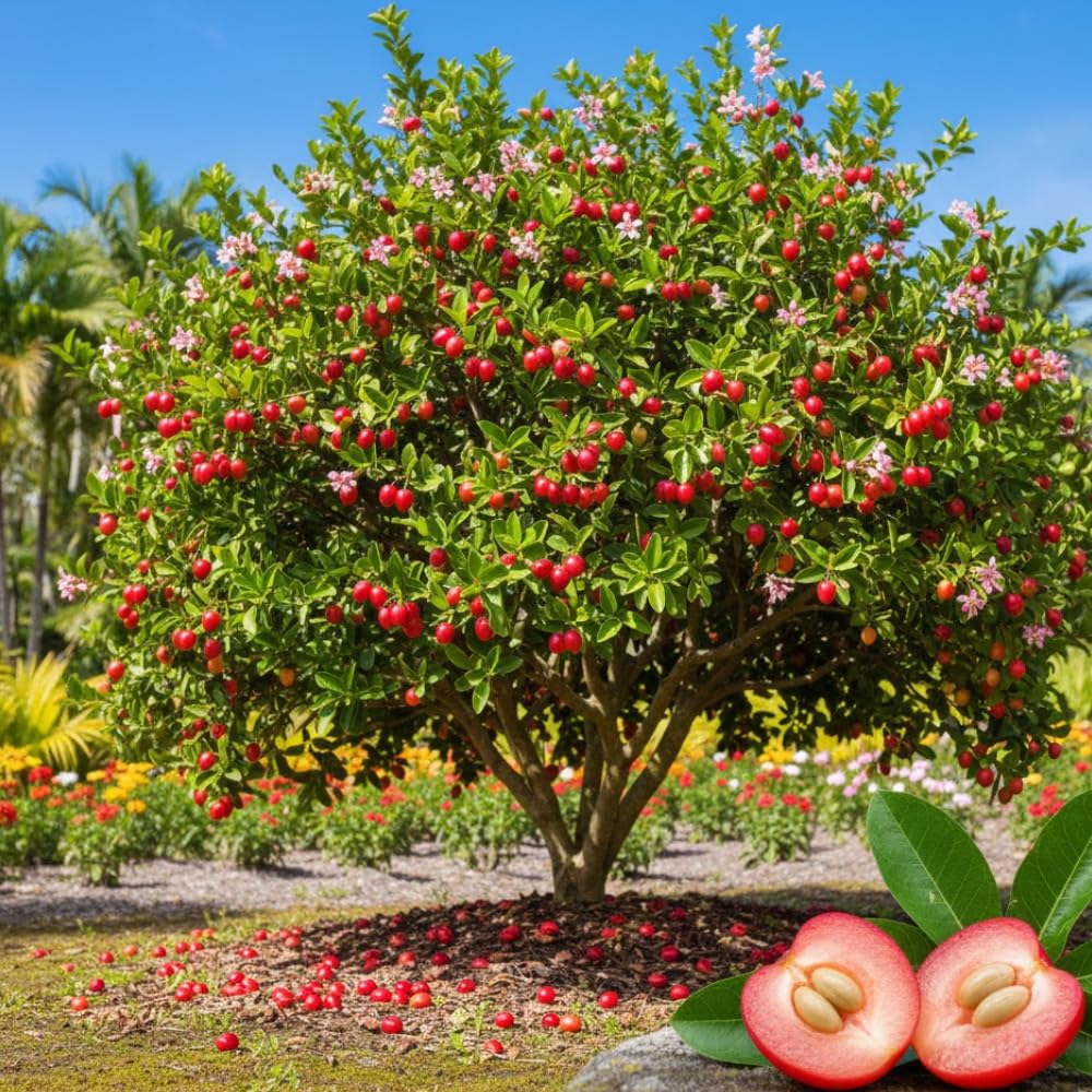 Set 2 Barbados Cherry Plants Live, Cold Hardy Cherry Tree Live Plant from 5 to 7'' Tall