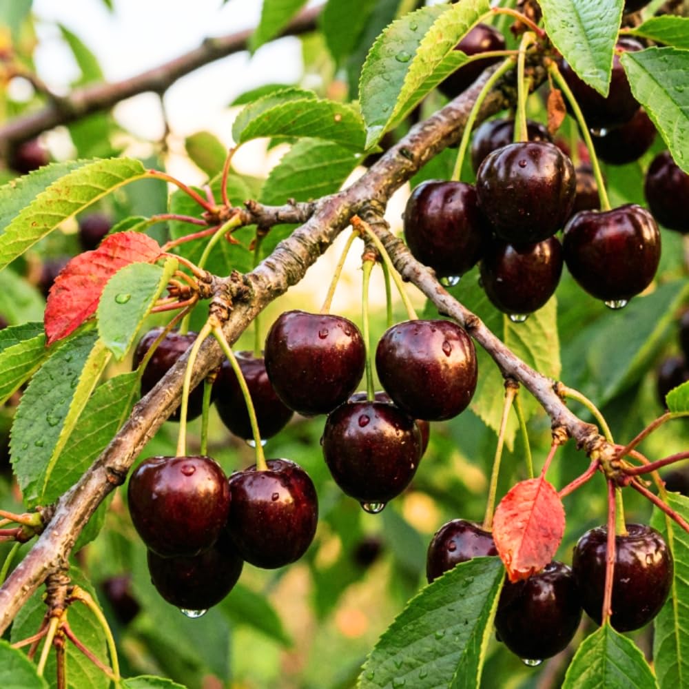 Cherry Trees Live Plants, Cold Hardy and Sweet Cherry Tree in 3 Gallon Pot, 2 to 3 Feet Tall, Cherries Fruit Plant for Outdoor Garden, No Ship to CA (Black)