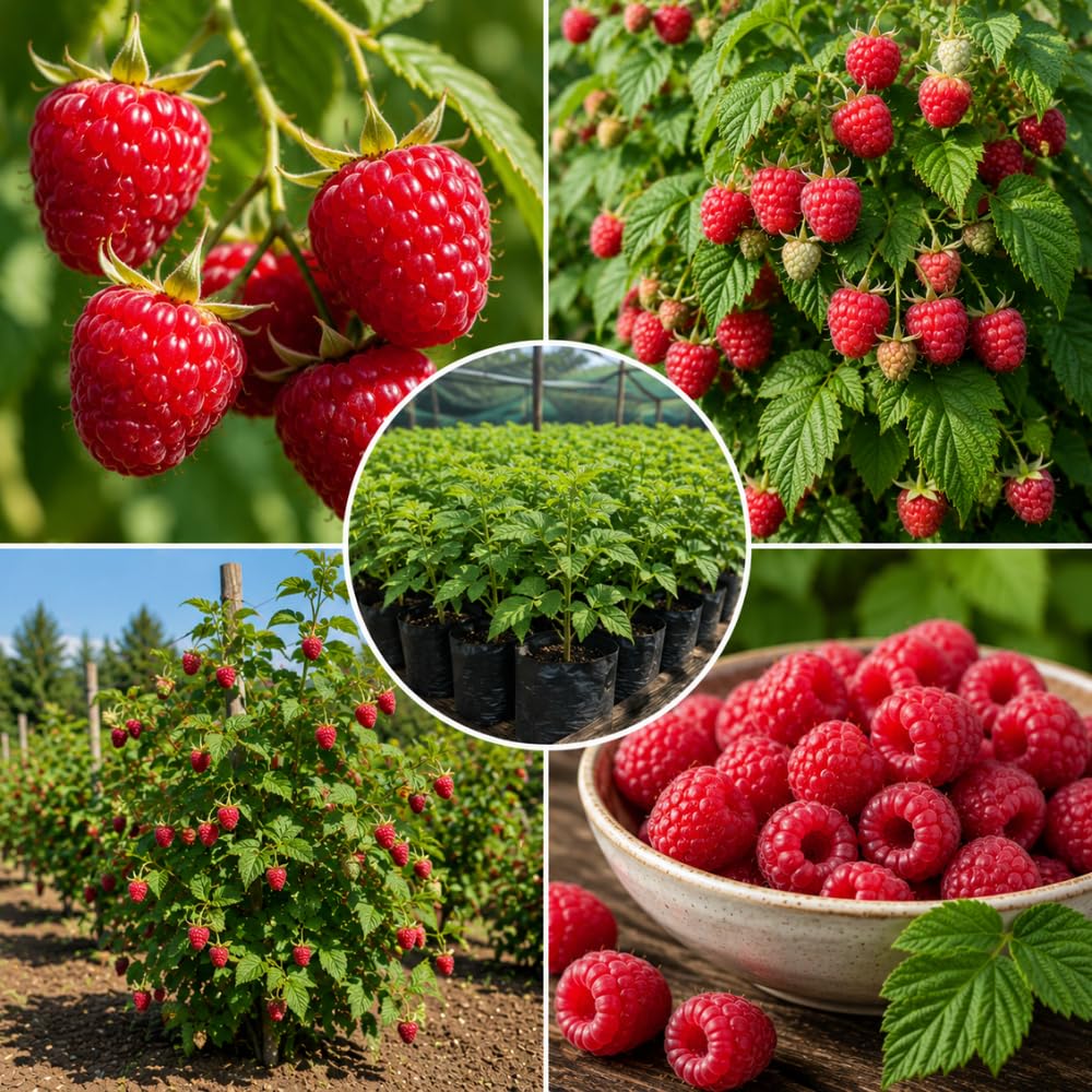 Red Raspberry Plant Live, Sweet Raspberries Fruit Tree, 3-6 Inch Tall