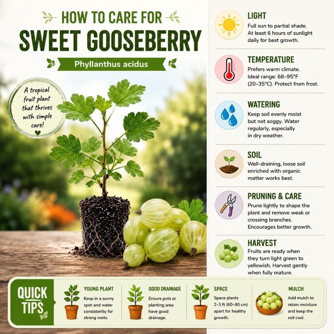 Gooseberry Bush Live Plant, Cold Hardy Berry Bush, 5-7 Inch Tall