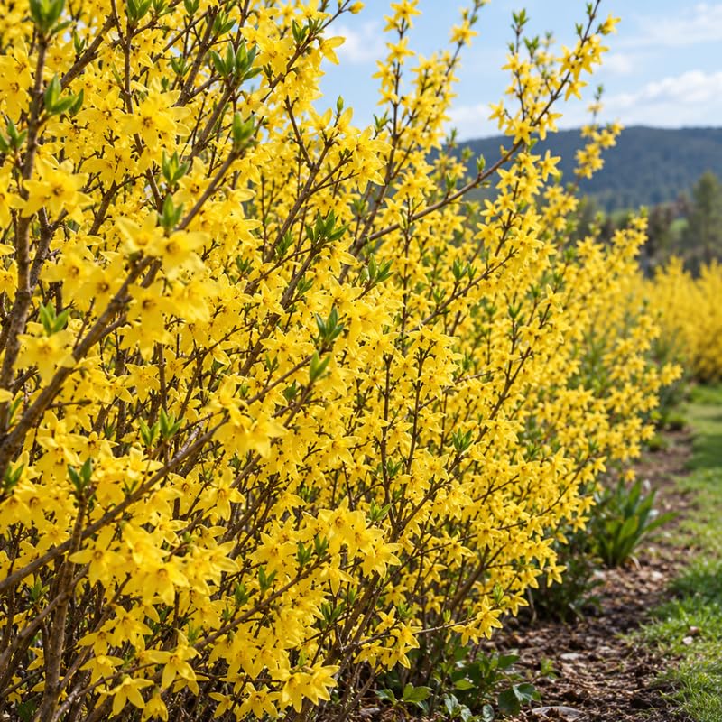 24 Forsythia Plants Live Cuttings, 6-8", Yellow Flowering Stem