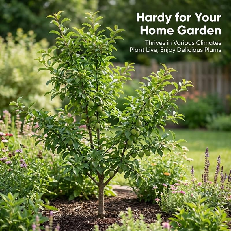 Methley Plum Tree Live Plant 2.5-3 Feet Tall, Sweet Plum Fruit Tree for Backyard Orchard, Patio Containers or Home Garden Growing, No Ship to CA