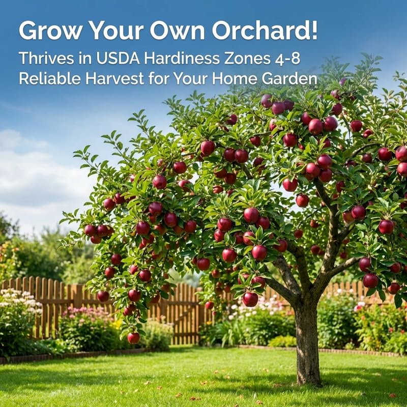 Live Red Delicious Apple Tree 3 Feet Tall, Fruit Apple Tree Plant for Outdoor Garden in 5 Gallon Pot, Sweet Apples for Backyard Orchard, Patio Container or Home Garden, No Ship to CA