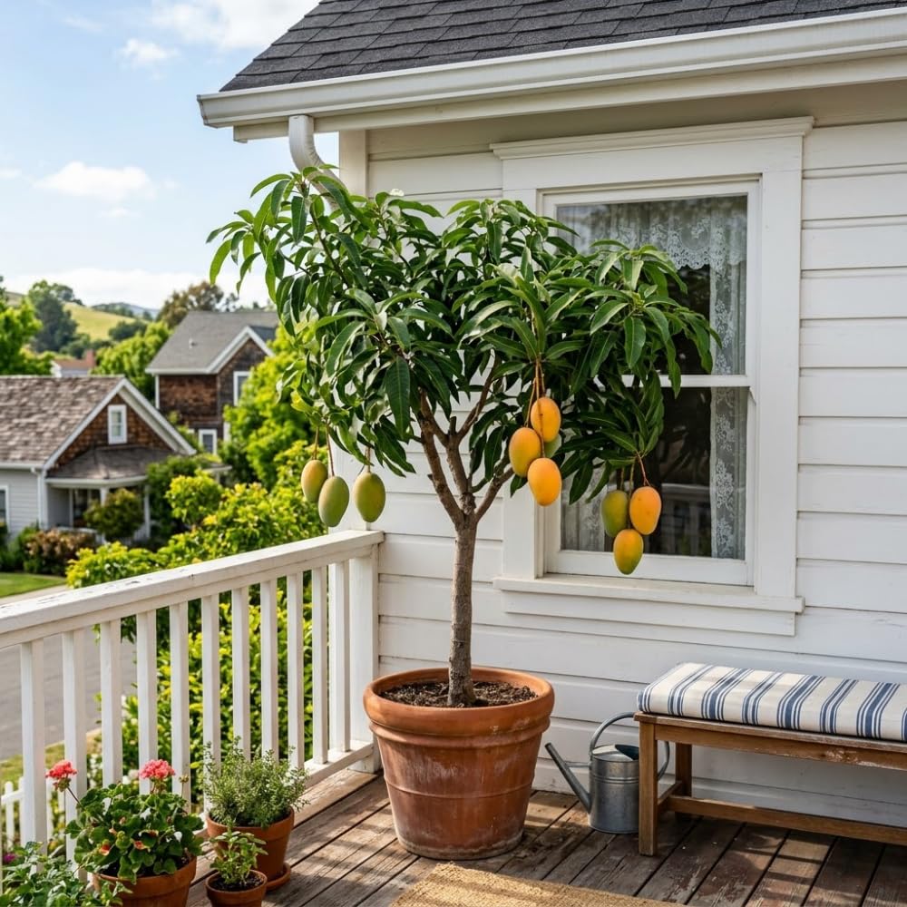 Mango Trees Live Plants, Sweet Mango Tree, 3 Gallon, 2-3 Feet Tall, Tropical Fruit Tree for Outdoor Garden, No Ship to CA