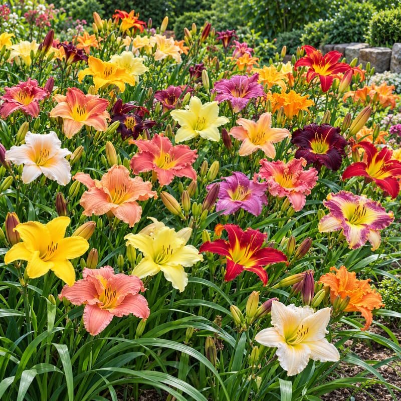 2 Multicolor Daylily Live Plants, Perennial Lily Flowers