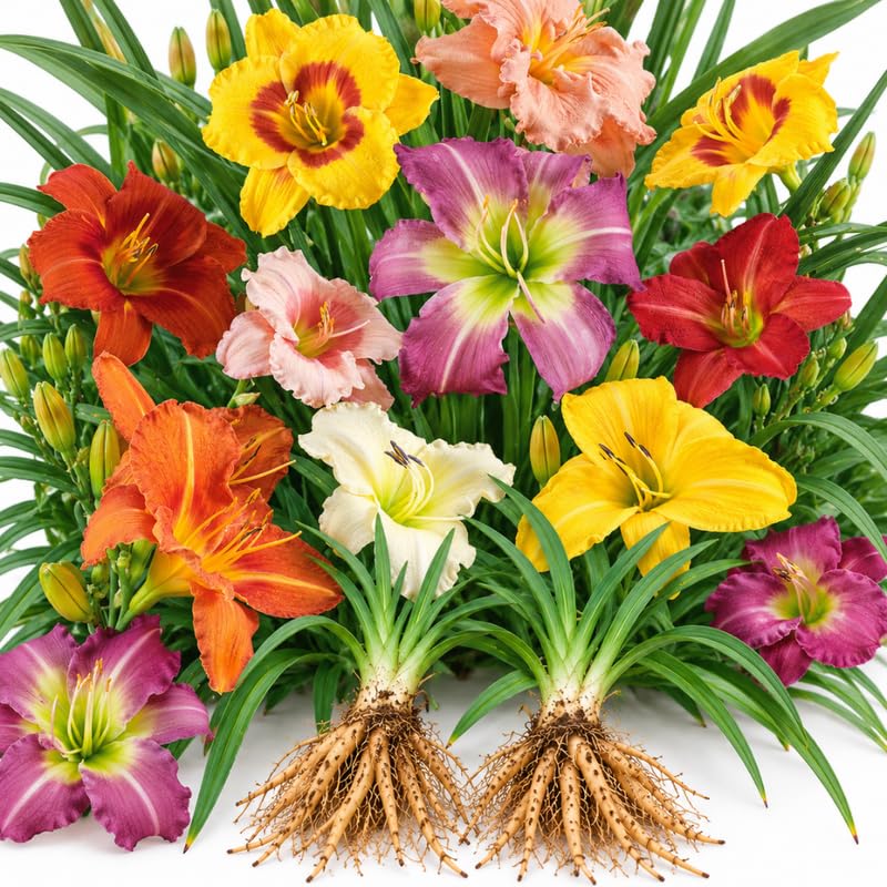 2 Multicolor Daylily Live Plants, Perennial Lily Flowers