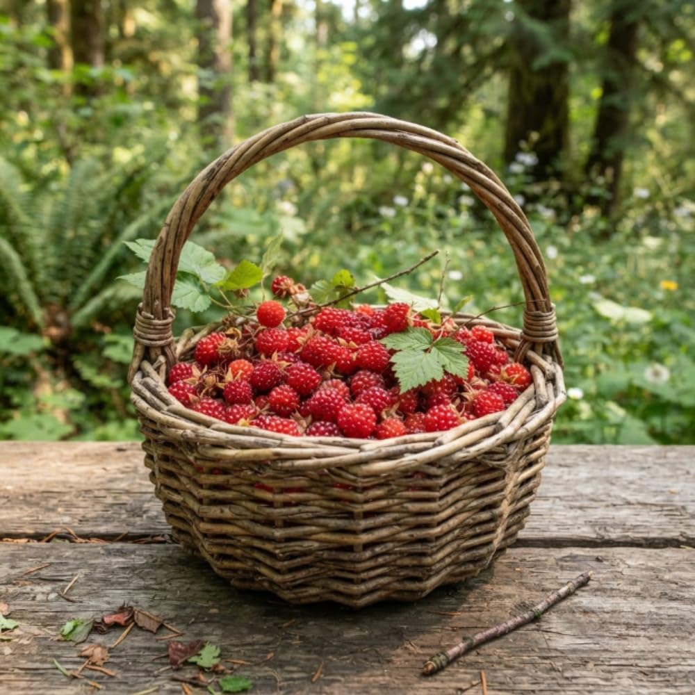 Thimbleberry Raspberry Live Plant, Red Berry Fruit for Garden, 4-7" Tall
