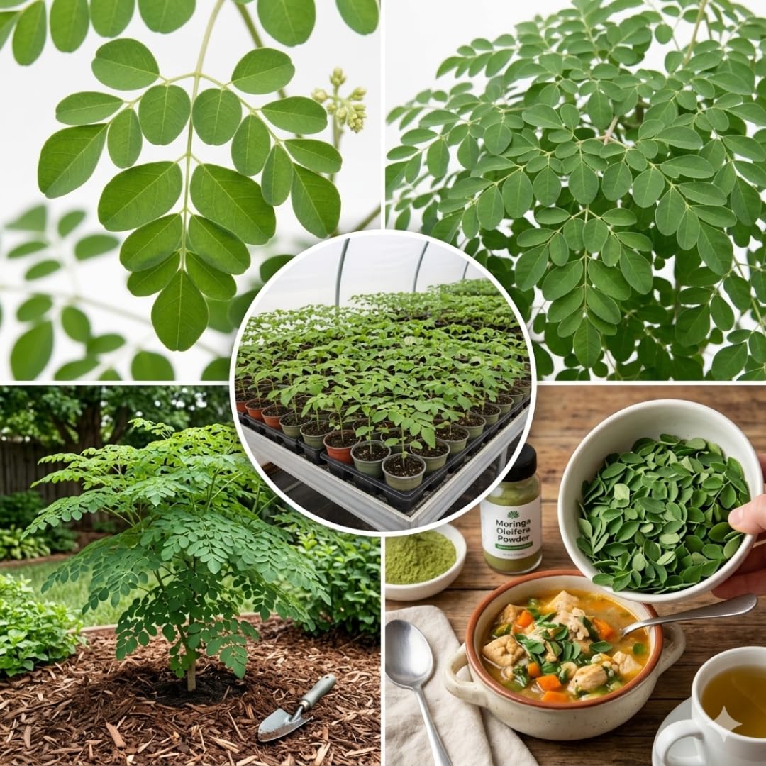 Moringa Tree Live Plant, 1 to 2 Feet Tall in 1 Gallon Pot, Fast Growing Moringa Oleifera Tree for Container or Backyard Garden Growing, No Ship to CA