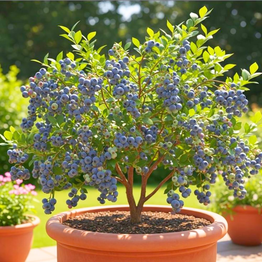 3 Years Old Blue to Purple Blueberry Bush Tree Live Plant 1-2 Feet Tall in 2 Gallon Pot, Blueberries Plants, High Yielding, Ready to Fruit, No CA