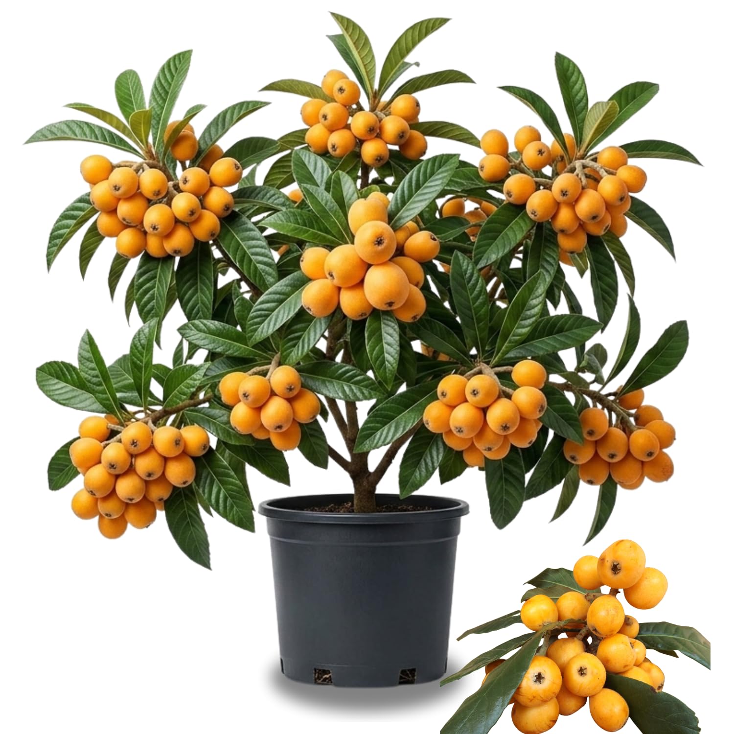 2 Years Old Golden Loquat Tree Plant Live in 3 Gallon Pot, Sweet Loquat Fruit Live Plant Spring Garden Outdoor, No Ship to CA