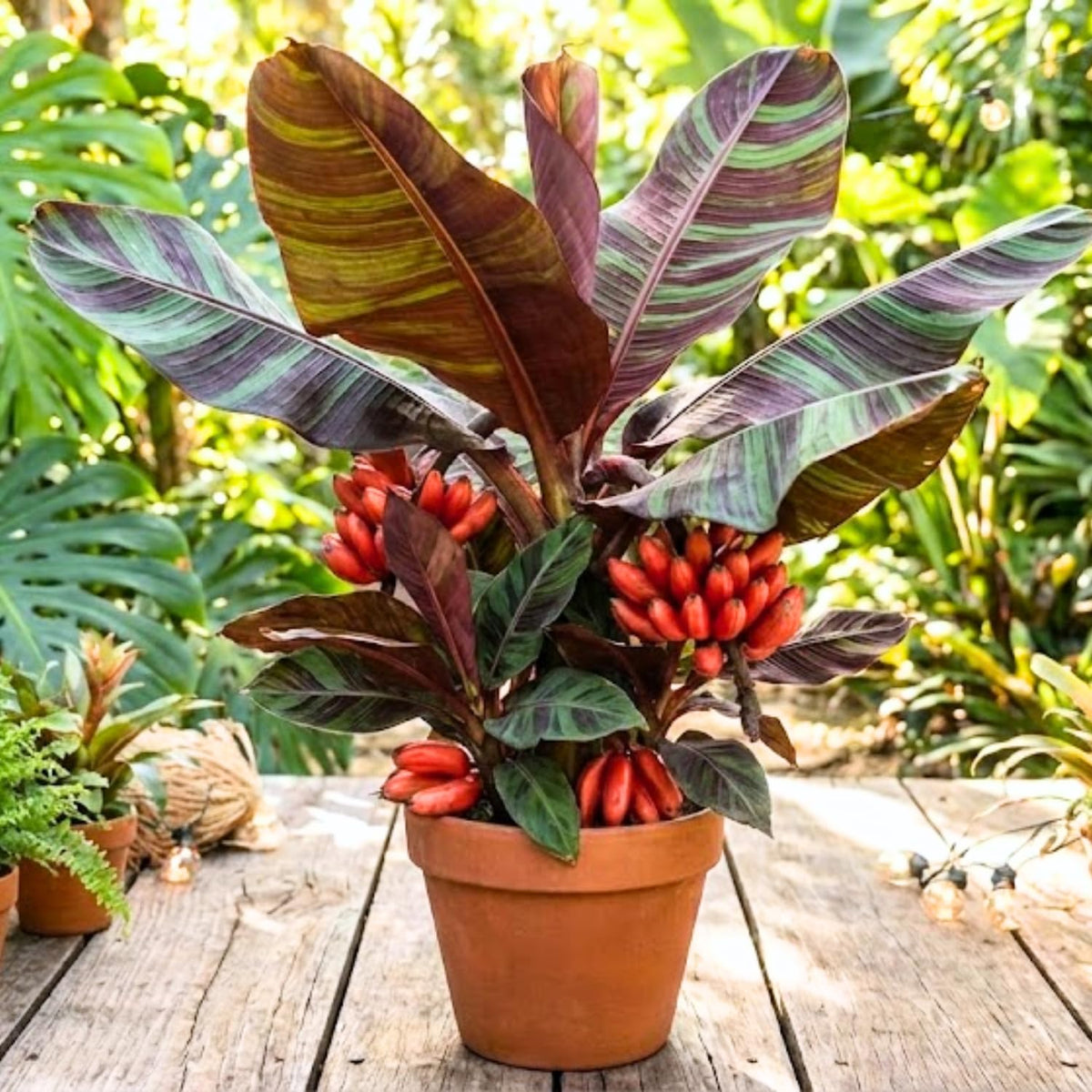 Zebrina Banana Tree Live Plant, Cold Hardy Banana Plant Live, Tropical Banana Fruit Seedling, Well Rooted 4-8 Inch Tall