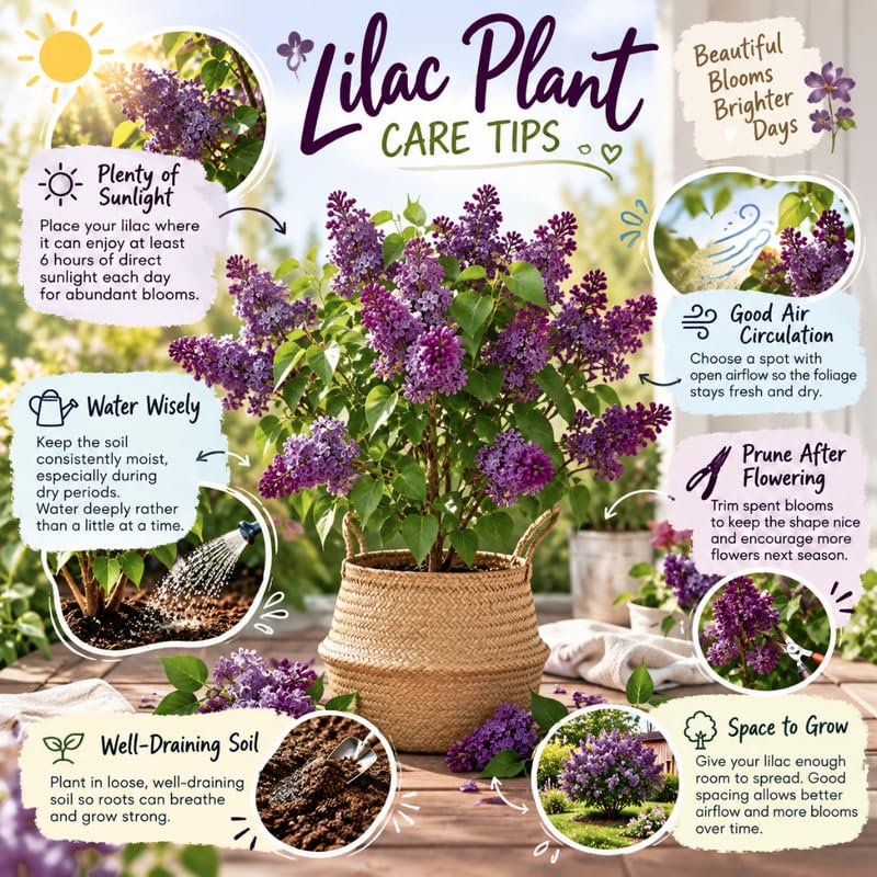 Dark Purple Lilac Live Plant, Syringa Flowering Shrub, 6"+ Tall