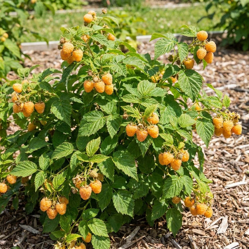 Gold Raspberry Live Plant, Berry Bush Plant, 5-8 Inch Tall