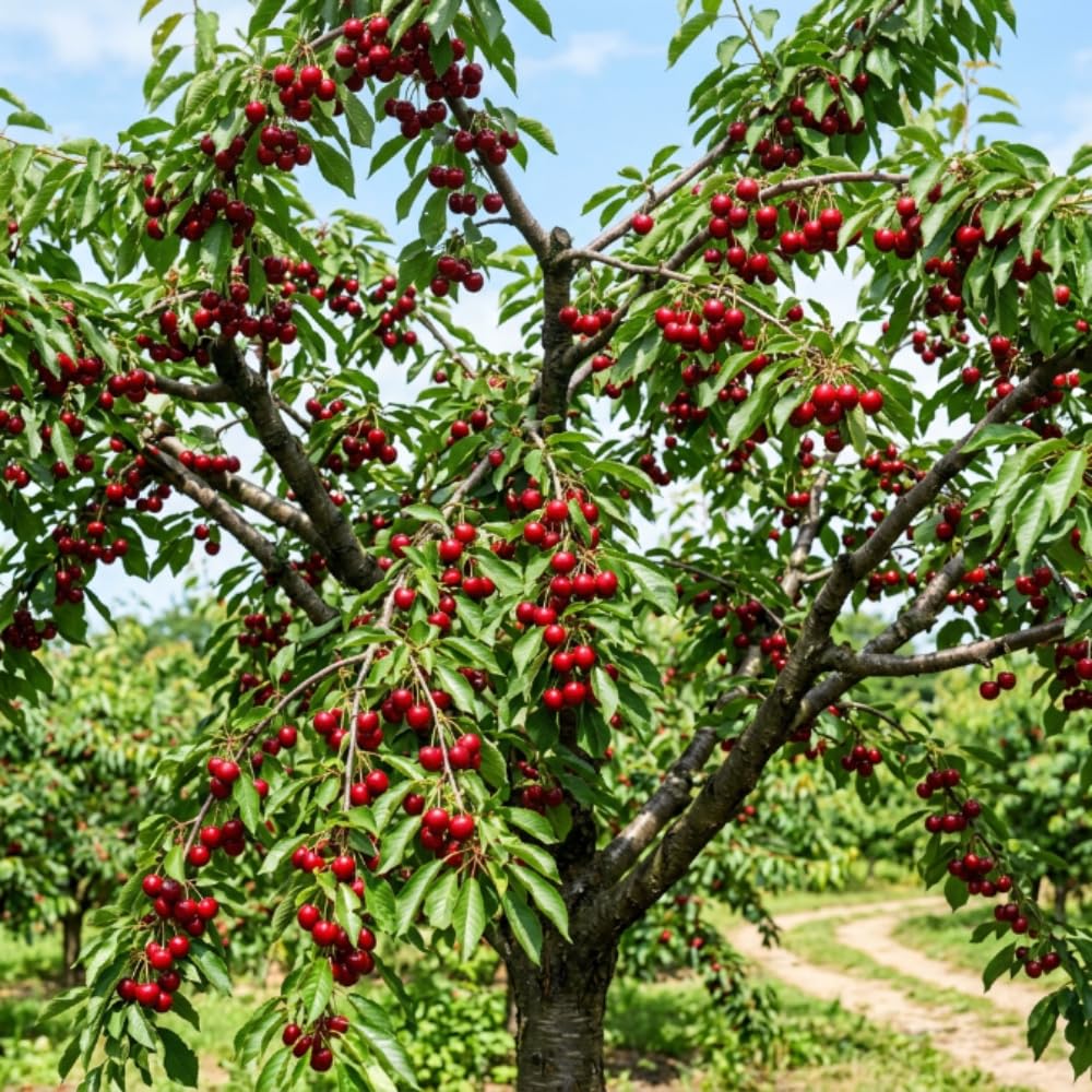 Cherry Trees Live Plants, Heavy Bearing Cherry Tree, Well Rooted in 3 Gallon Pot, 3-4 Feet Tall, Hardy Cherry Fruit Tree Live Plant for Outdoor Garden, No Ship to CA