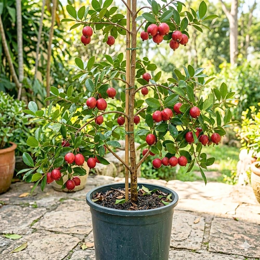 Strawberry Guava Tree Live Plant, Tropical Guava Fruit Tree for Planting, Sweet Fruit, 2-3' Tall in 3 Gallon Pot, No Ship to CA