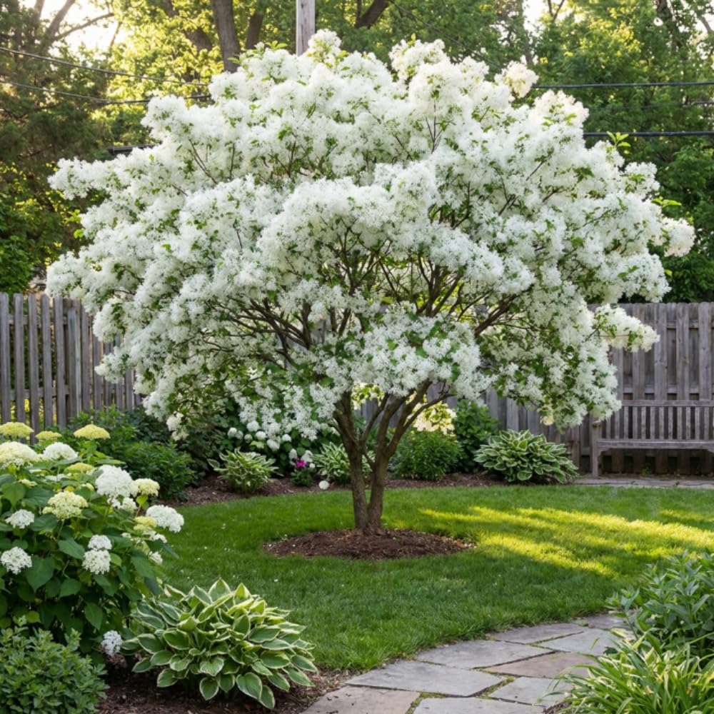 White Fringe Tree Live Plant, Fringe Bare Root for Planting, 16-20 Inc Tall, White Flowers, Hardy Ornamental Trees for Outdoor Garden