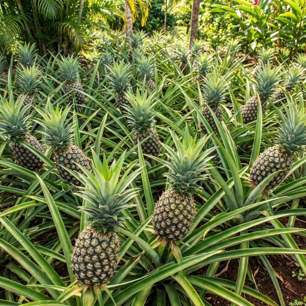 Sugarloaf Pineapple Plant Live, Pineapple Tree, Well Rooted in 1 Gallon Pot, Sweet Tropical Fruit Plant for Outdoor Garden, No Ship to CA