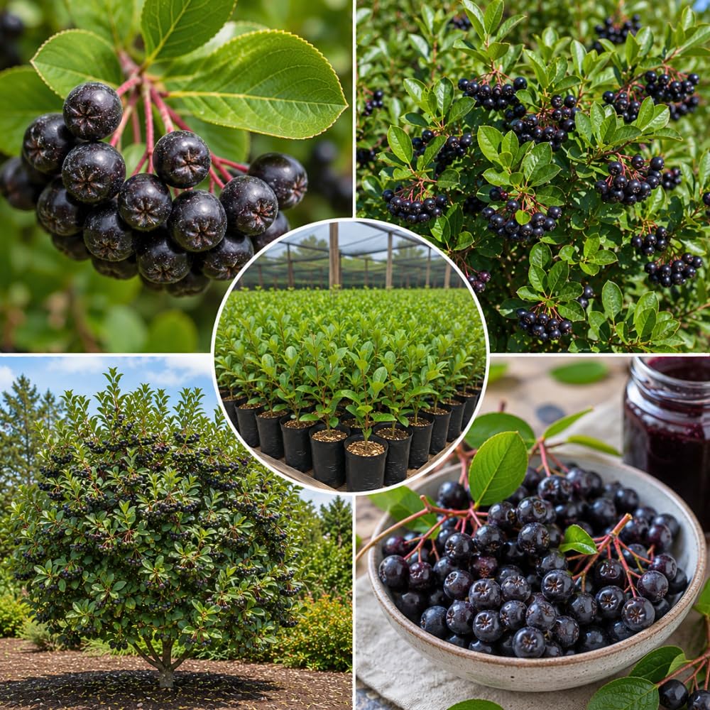 Black Chokeberry Plant Live, Sweet Chokeberry Fruit Plant, 4-6 Inch Tall