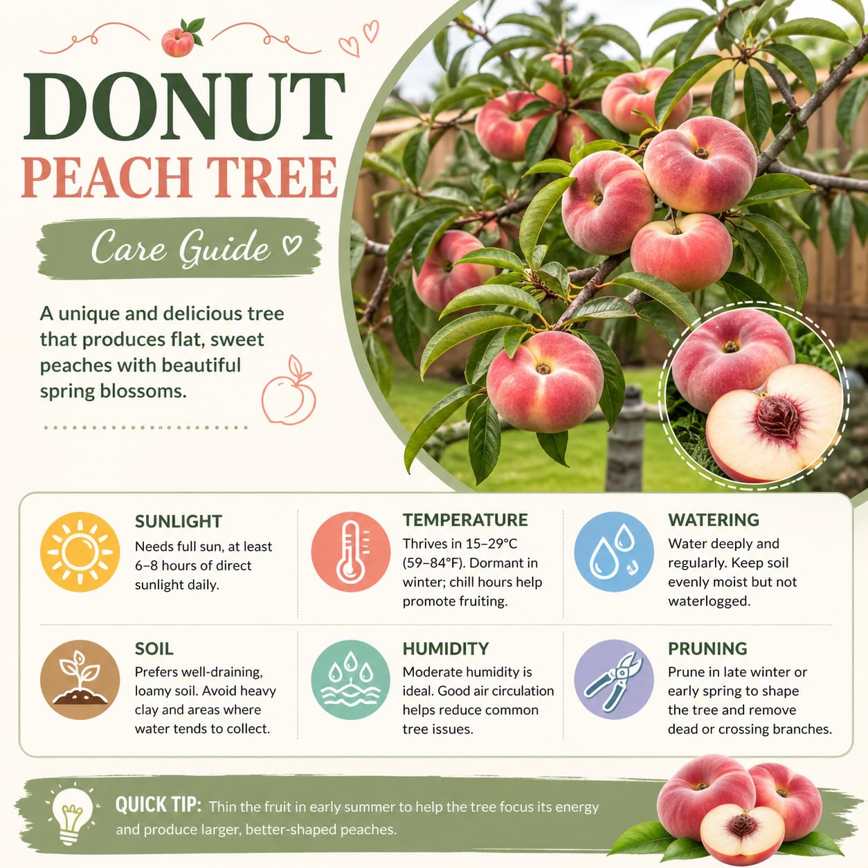 Donut Peach Tree 2-3 Feet Tall in 3 Gallon Pot, Hardy Sweet Flat Peach Fruit Tree,Ready to Bear Fruits, No Ship to CA