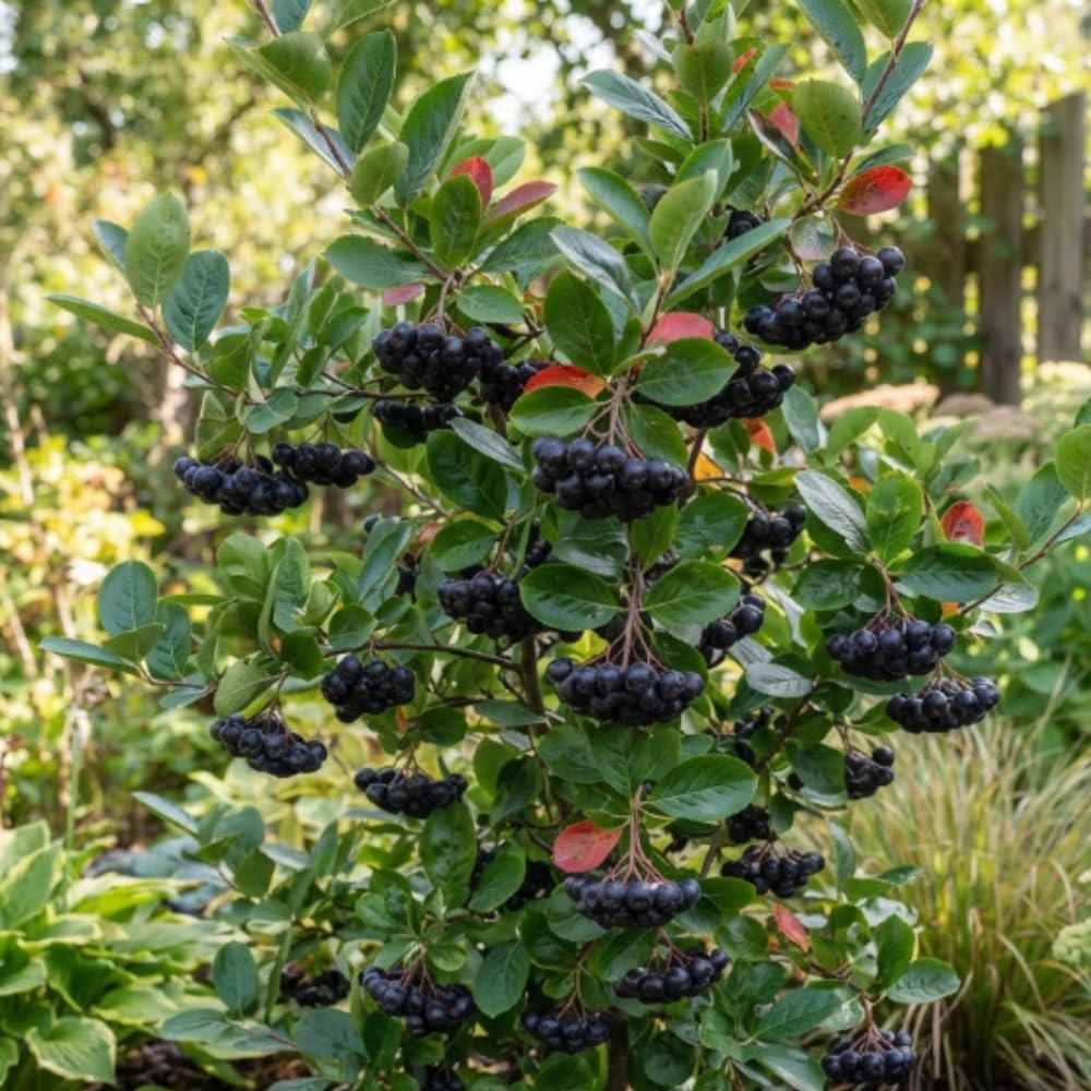 Black Chokeberry Live Plant, Berry Fruit for Garden Planting, 4-6" Tall