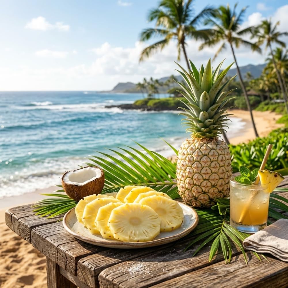Pineapple Plant Live, Pineapple Tree, Well Rooted in 1 Gallon Pot, Sweet White Flesh, Tropical Fruit Plant for Outdoor Garden, No Ship to CA