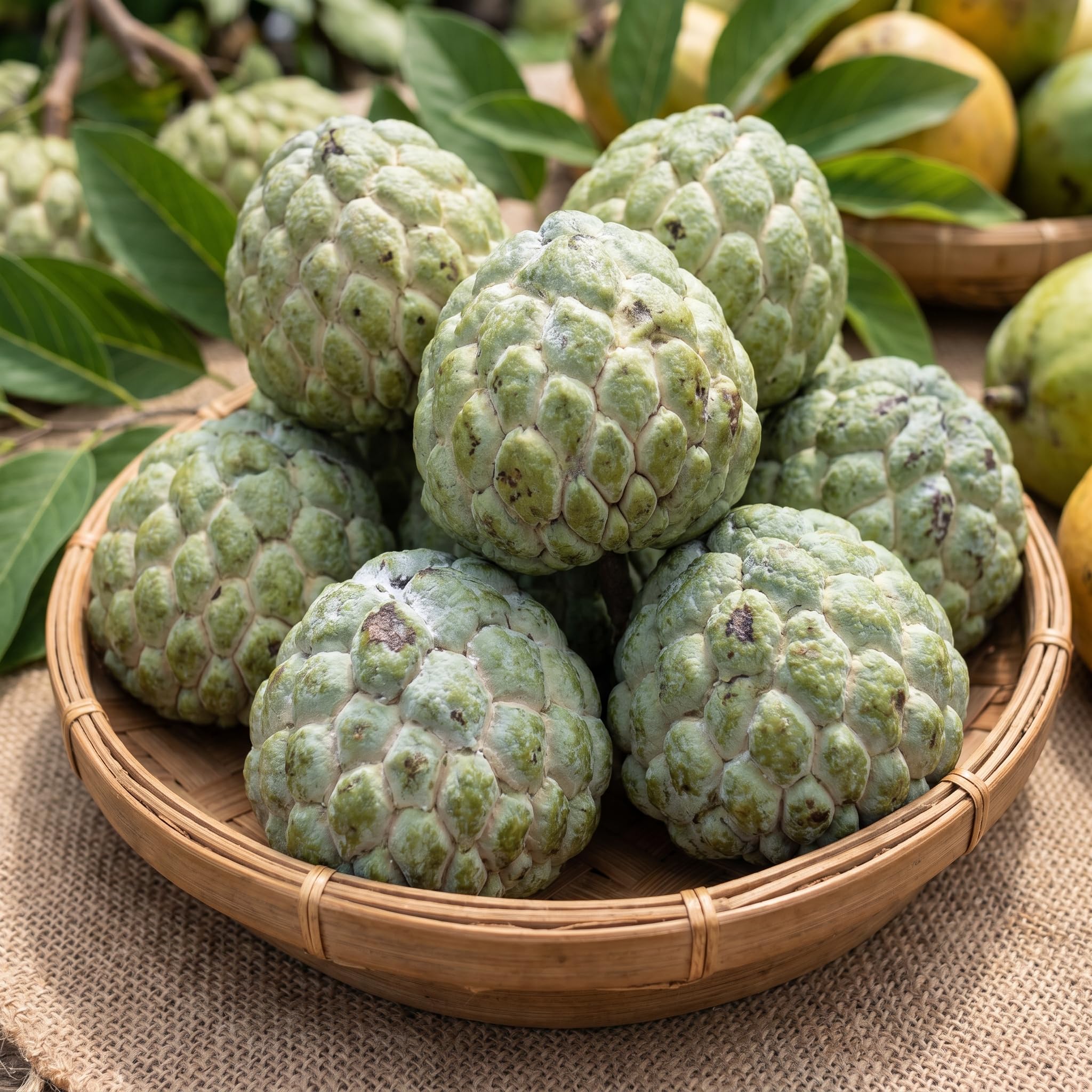Sugar Apple Tree 2-3 Feet Tall in 3 Gallon Pot, Sweet Tropical Fruit Tree, Backyard and Container Planting, No CA (Green Sugar Apple)