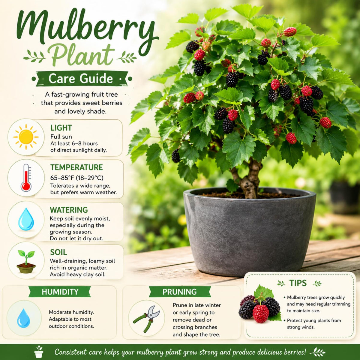 Red Mulberry Tree Live Plant, Sweet Mulberries Fruit, 5-8 Inch Tall