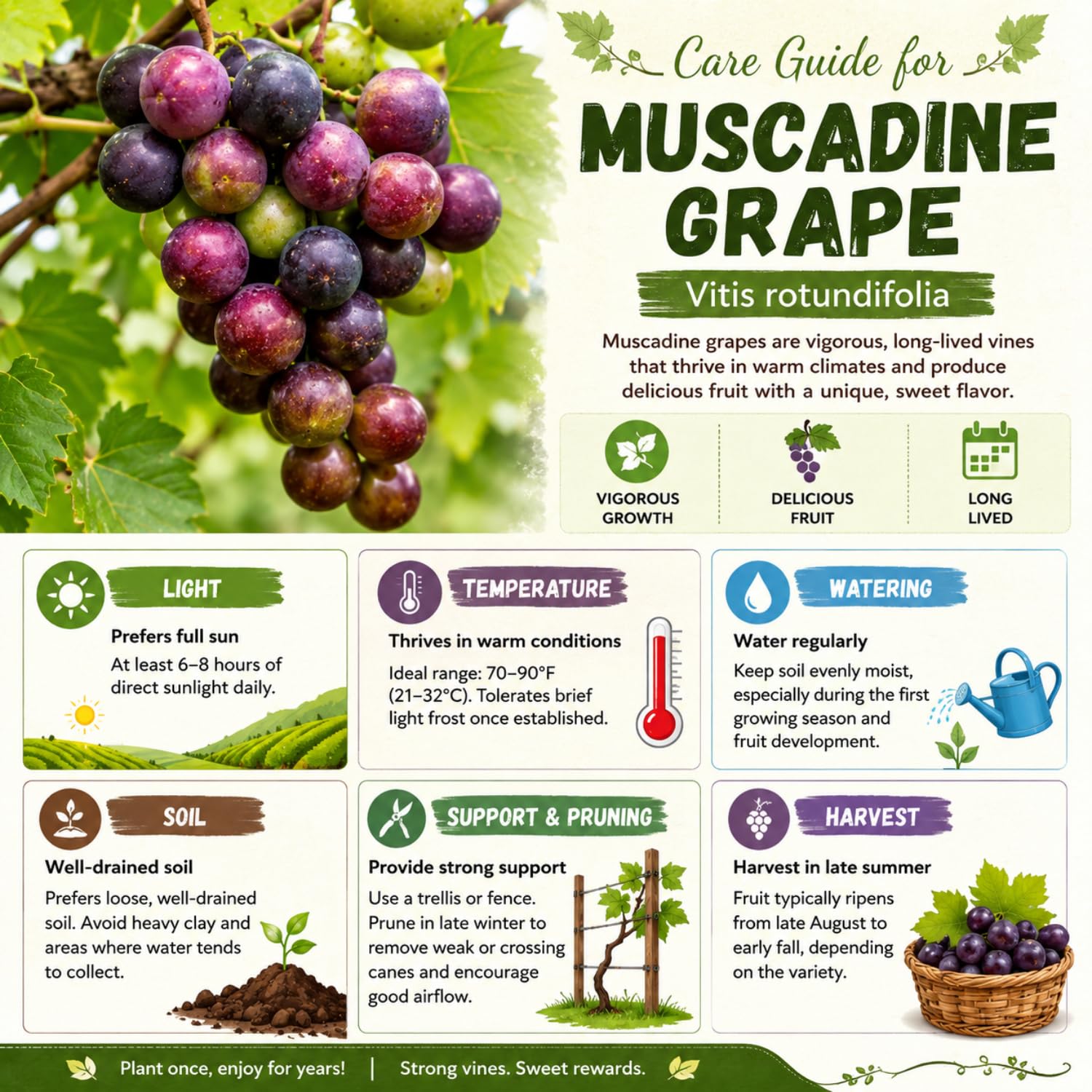 Muscadine Grape Plant Live, Hardy Fruit Grape Climbing Vine for Backyard, 20-24 Inches Tall in Gallon Pot, Outdoor Planting, No Ship to CA