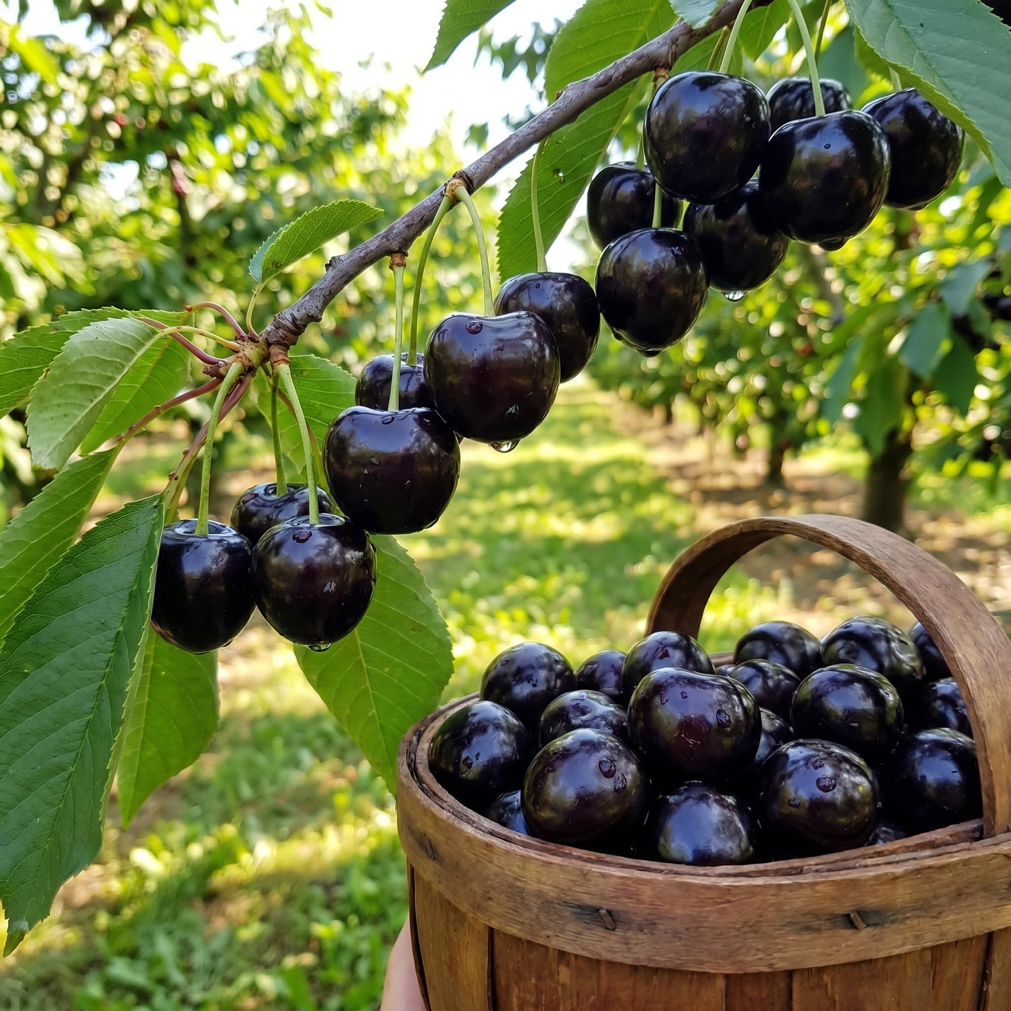 Black Cherry Tree, Live Cherry Fruit Tree Rooted 1.5-2 Feet Tall, Hardy, Dormant, Sweet Cherries for Outdoor Garden