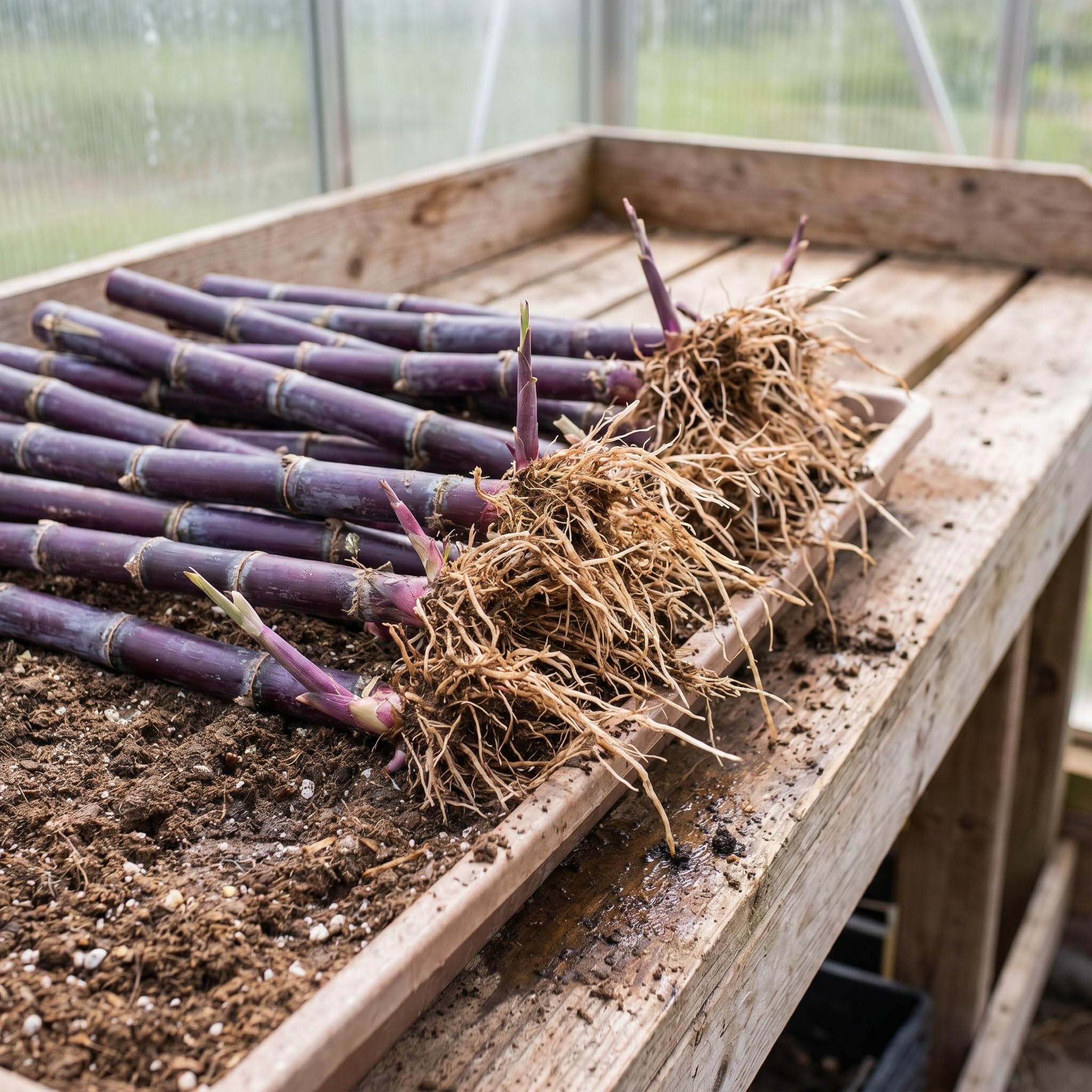 Purple Sugarcane Plant Live in 6 Inch Pot, 3-4 Sugar Cane Plants, Sweet Hardy Ornamental Plants for Garden, Patio and Container Planting, No CA