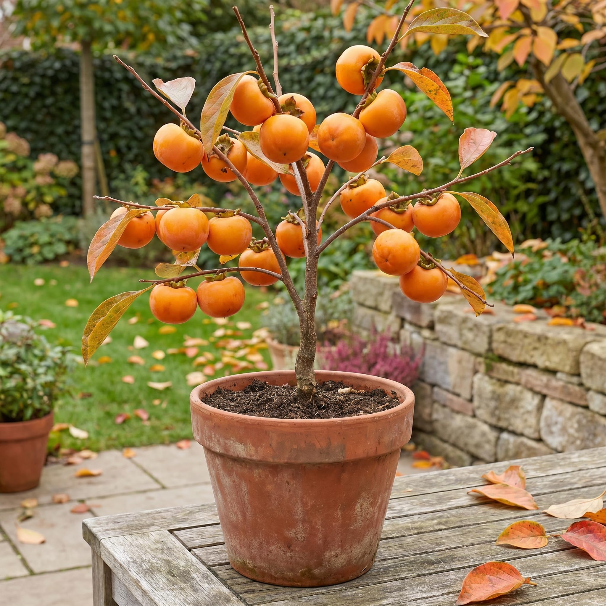 Persimmon Tree Plant Live in Quart Pot, Sweet Persimmon Tree Well Rooted 6-12 Inches, Hardy Fruit Tree for Planting, Winter Dormant