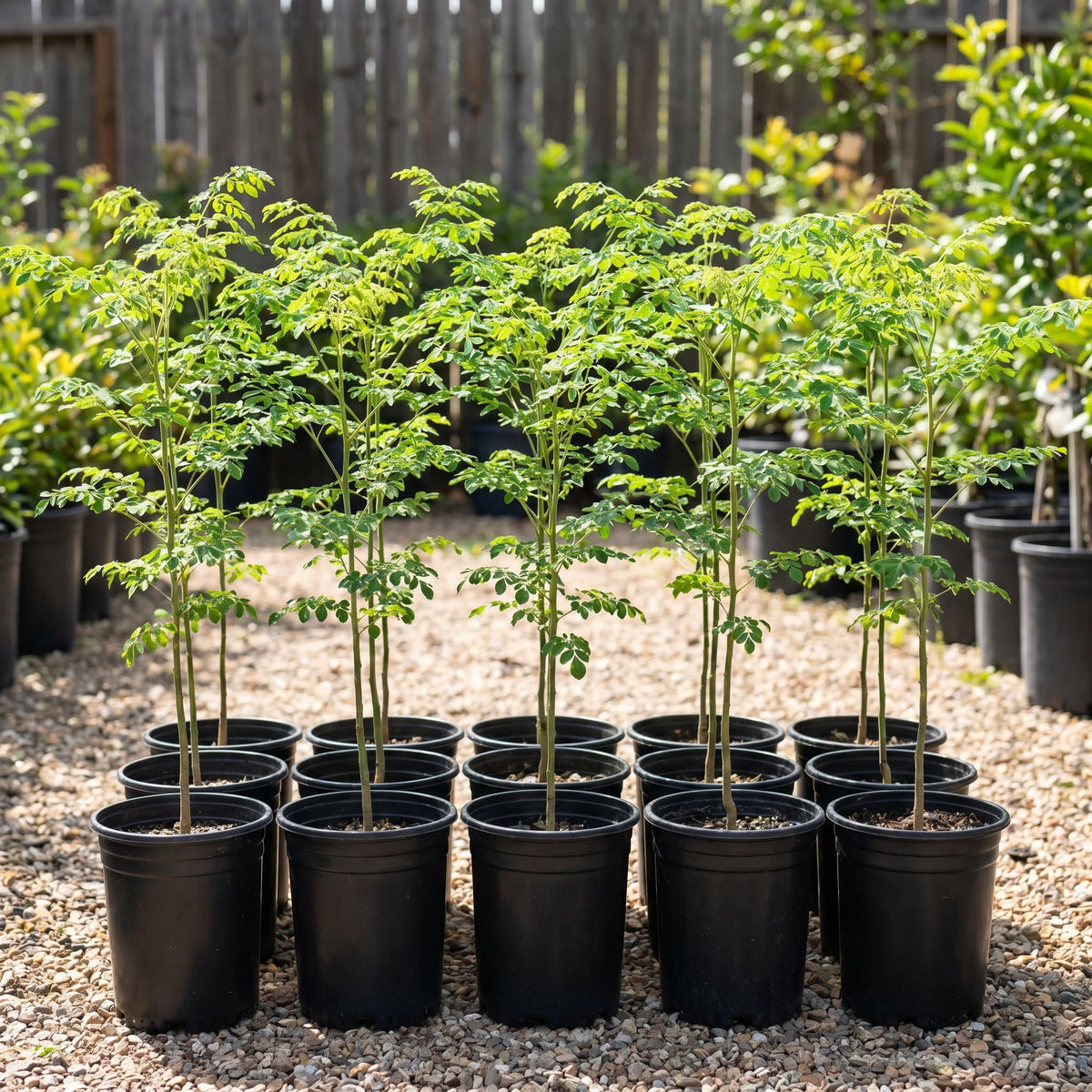 Moringa Tree in 1 Gal Pot, 2-3 Feet Tall, Hardy Moringa Oleifera Tropical Tree for Container, Patio and Backyard, Drumstick Horseradish Trees for Planting, No CA