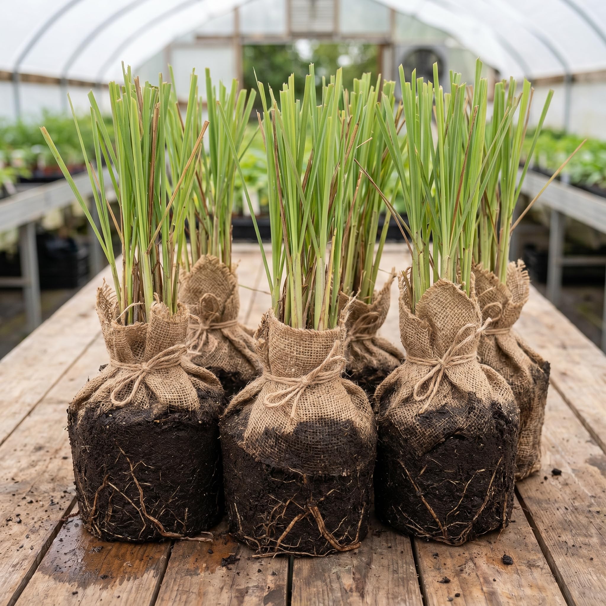 6 Live Lemongrass Plants Stalks Rooted, Hardy Fragrant Lemon Grass Herb for Planting Indoor Outdoor
