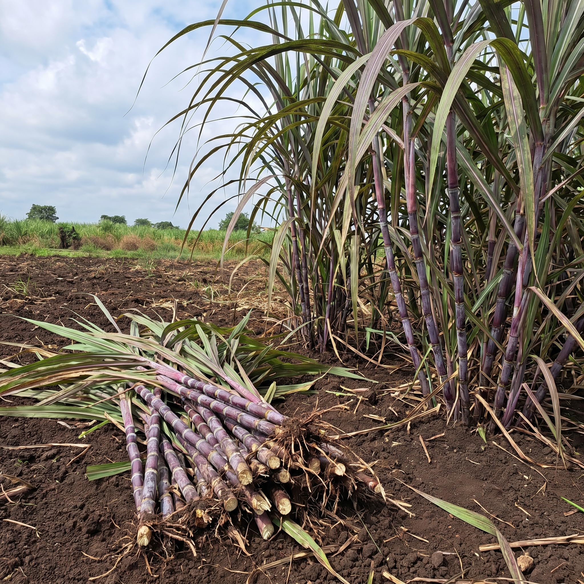 Purple Sugarcane Plant Live in 6 Inch Pot, 3-4 Sugar Cane Plants, Sweet Hardy Ornamental Plants for Garden, Patio and Container Planting, No CA