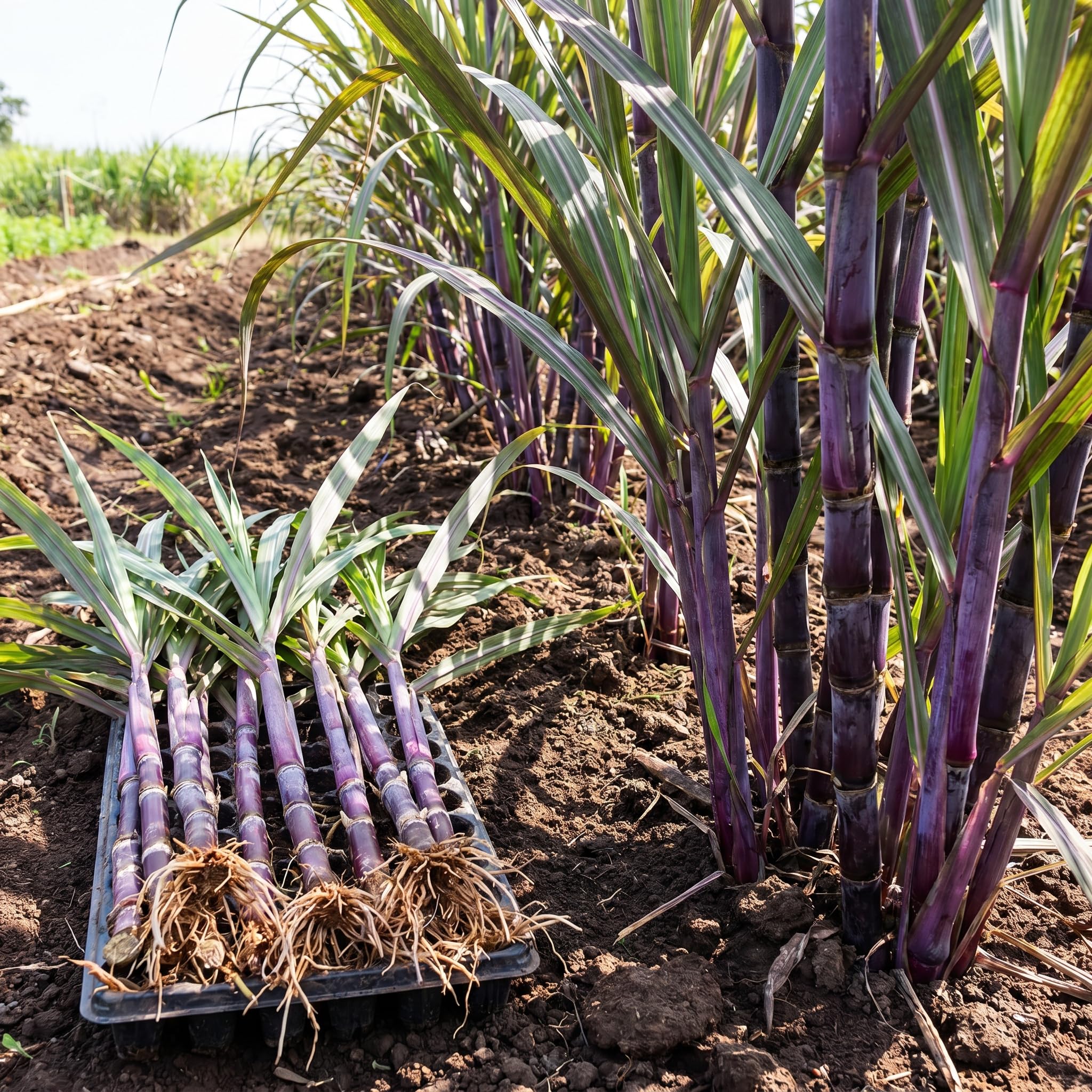 20 Sugarcane Cuttings for Planting, Fresh Sugar Cane Plant Stalks, Starter Cane Cuttings for Outdoor Garden or Container Growing, No Ship to CA (Purple Sugarcane)