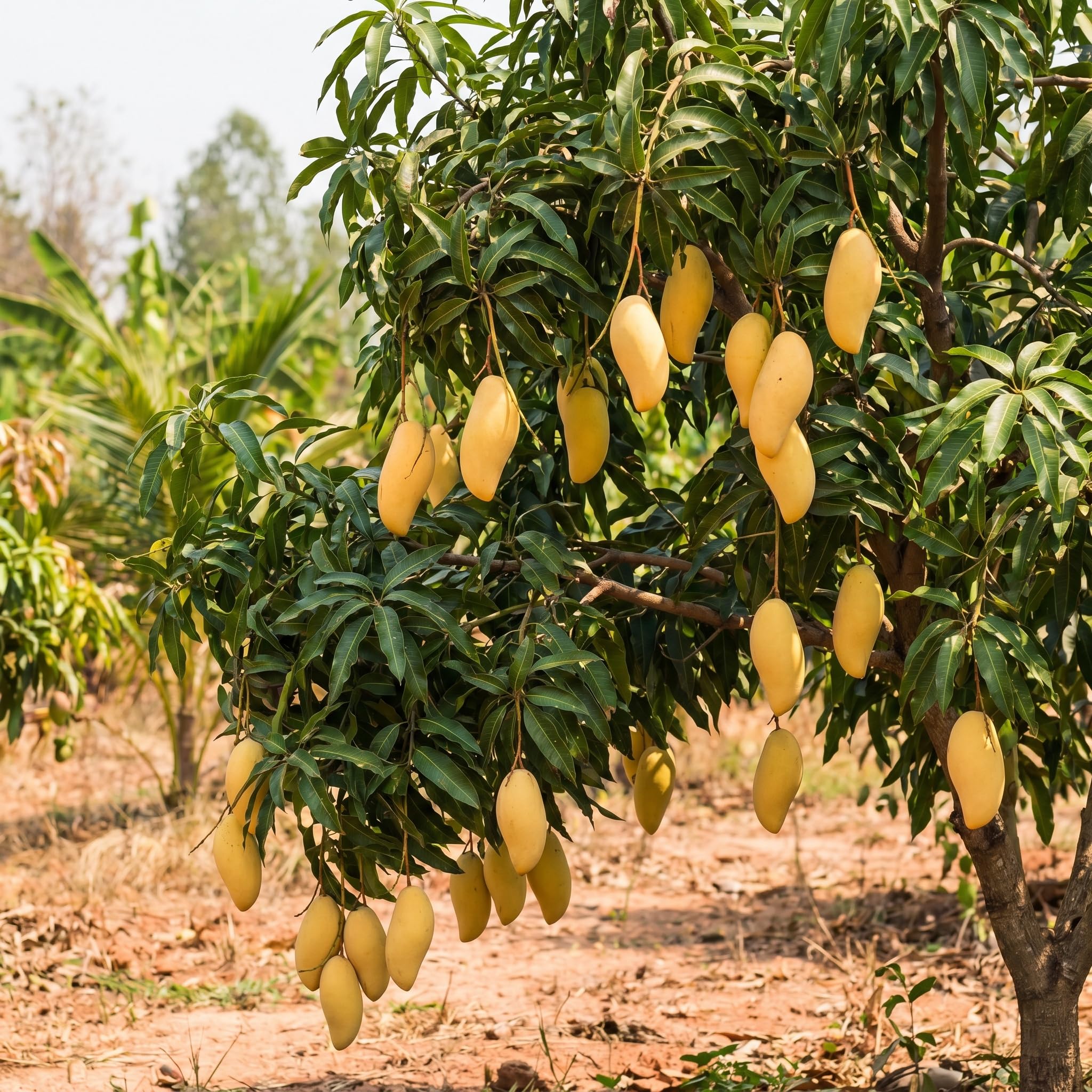 Maha Chanok Mango Tree Live Plant 2.5-3 Ft Tall, Tropical Fruit Tree for Garden Planting, Outdoor Mango Plant in 3 Gallon Pot, No Ship to CA