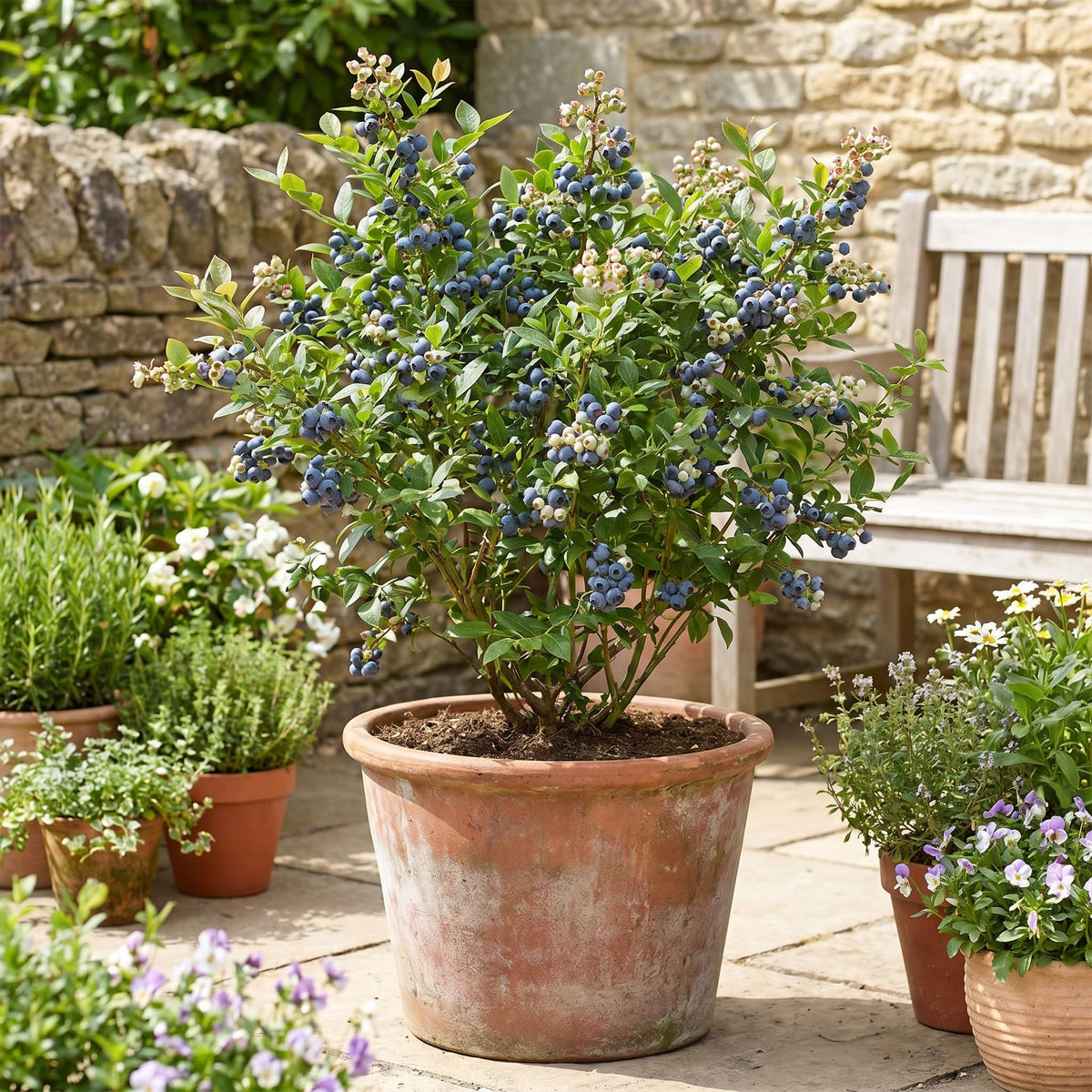 Blueberry Plant 2-3 Feet Tall in 2 Gallon Pot, Live Fruit Bush for Garden, Patio Containers, Backyard Growing, No CA (Bright)